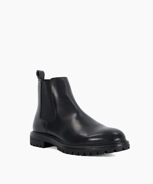 Men Dune London Chelsea Boots Chunky Round Toe Boots Black
