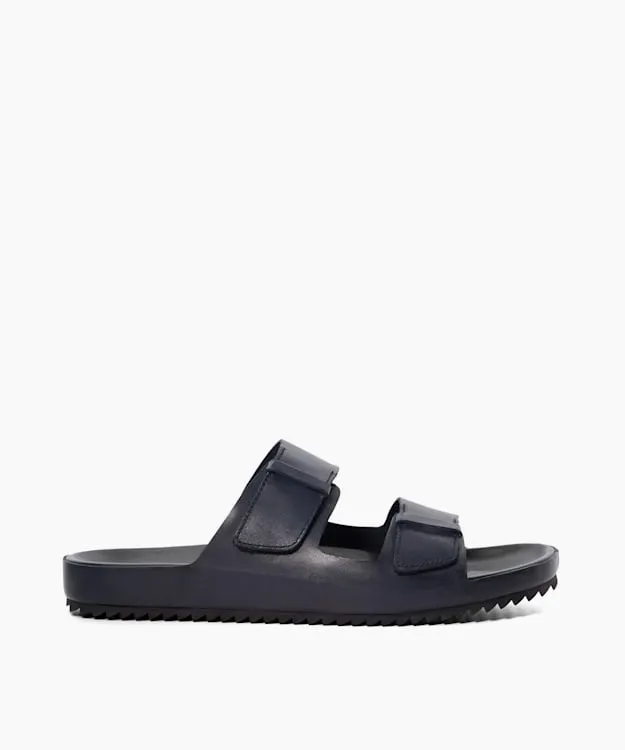 Men Dune London Leather Sandals Double Strap Leather Sandals Blue