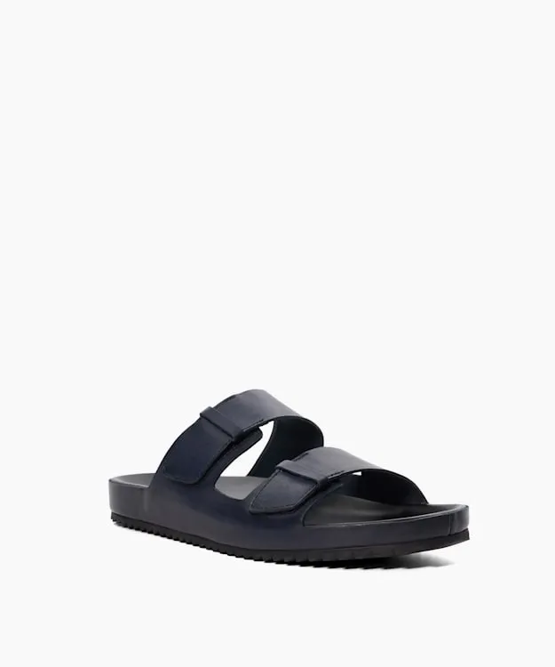 Men Dune London Leather Sandals Double Strap Leather Sandals Blue