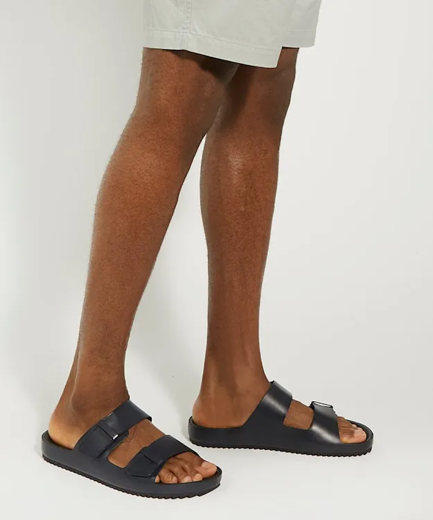 Men Dune London Leather Sandals Double Strap Leather Sandals Blue