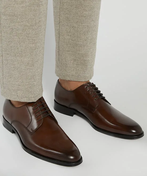 Men Dune London Leather Sole Shoes Premium Leather Derby Shoes Brown