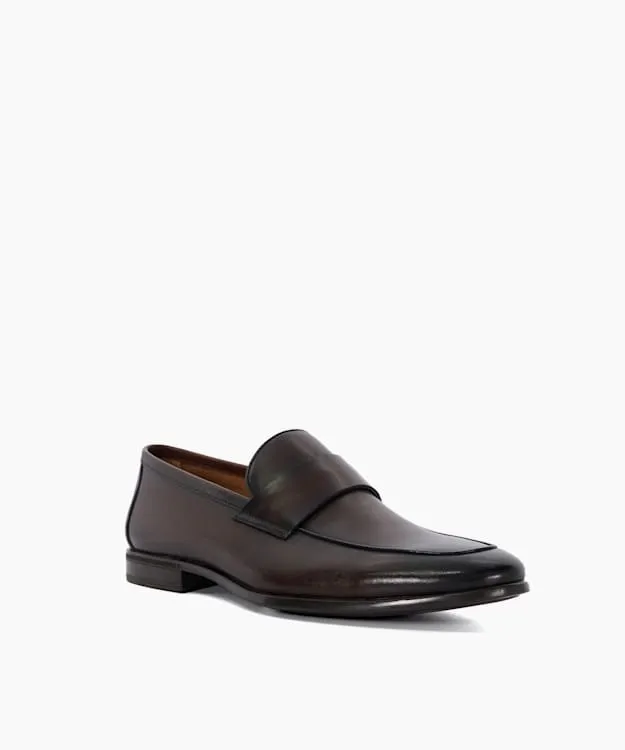 Men Dune London Smart Shoes Leather Penny Loafers Brown