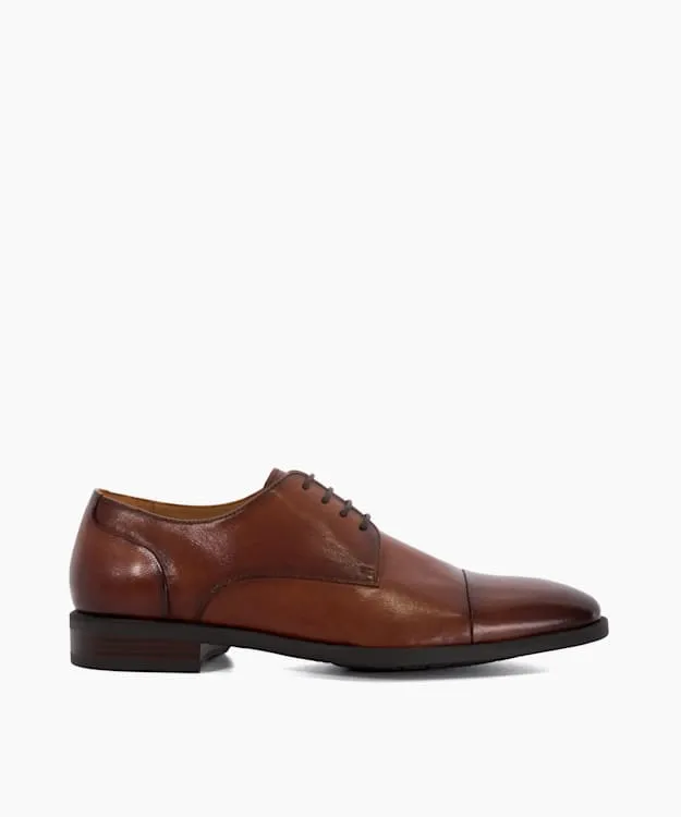 Men Dune London Smart Shoes Leather Toe Cap Lace Up Derby Brown