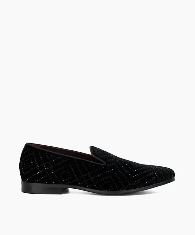 Men Dune London Smart Shoes Velvet Round Toe Formal Loafers Black