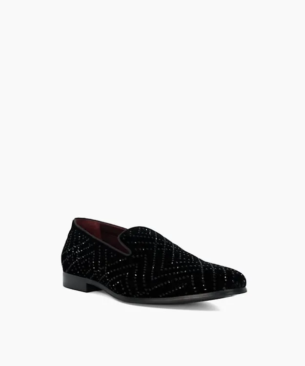 Men Dune London Smart Shoes Velvet Round Toe Formal Loafers Black