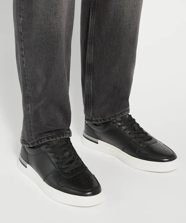 Men Dune London Trainers Lace Up Cupsole Trainers Black