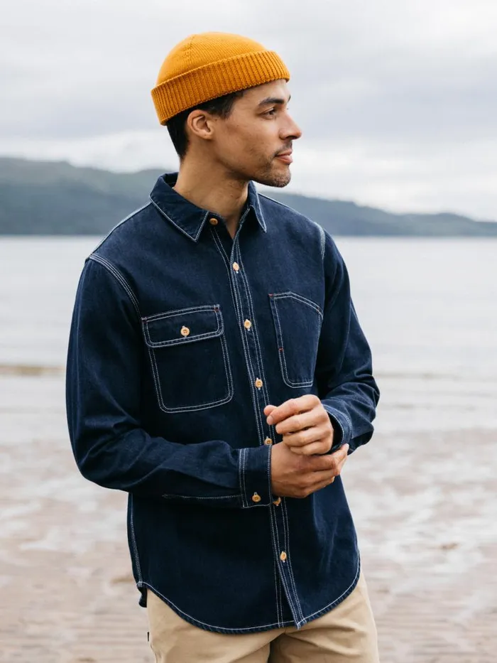 Men Eddystone Denim Shirt Washed Denim Finisterre Shirts