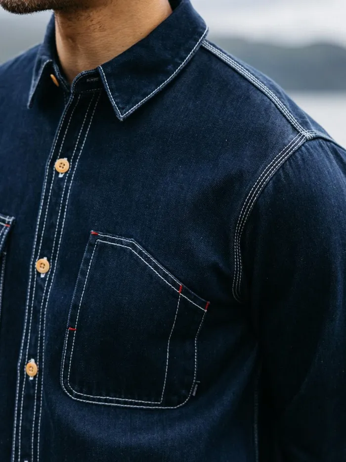 Men Eddystone Denim Shirt Washed Denim Finisterre Shirts
