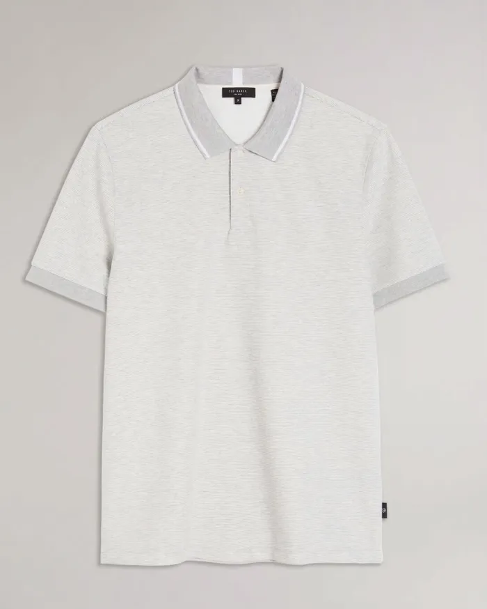 Men ELLERBY 8211 Short Sleeve Striped Polo Shirt Greymarl Ted Baker Tops