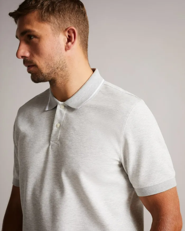 Men ELLERBY 8211 Short Sleeve Striped Polo Shirt Greymarl Ted Baker Tops Men ELLERBY 8211 Short Sleeve Striped Polo Shirt Greymarl Ted Baker Tops