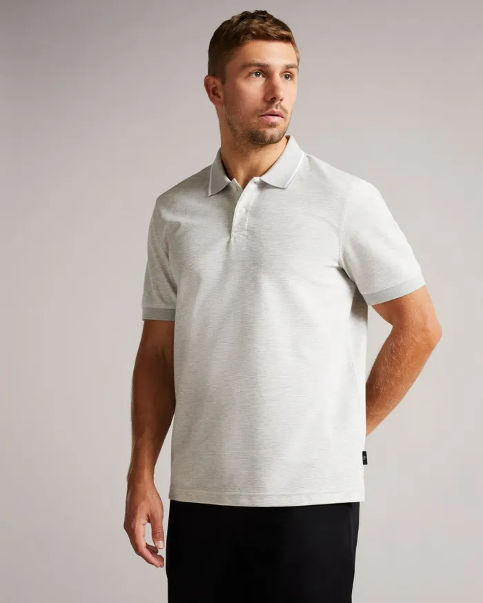 Men ELLERBY 8211 Short Sleeve Striped Polo Shirt Greymarl Ted Baker Tops Men ELLERBY 8211 Short Sleeve Striped Polo Shirt Greymarl Ted Baker Tops