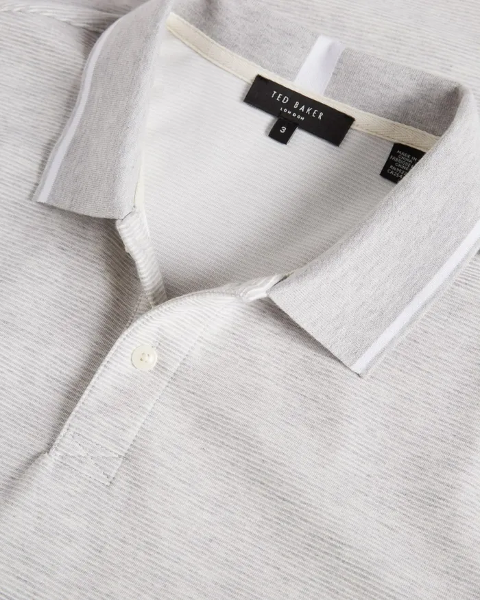 Men ELLERBY 8211 Short Sleeve Striped Polo Shirt Greymarl Ted Baker Tops Men ELLERBY 8211 Short Sleeve Striped Polo Shirt Greymarl Ted Baker Tops