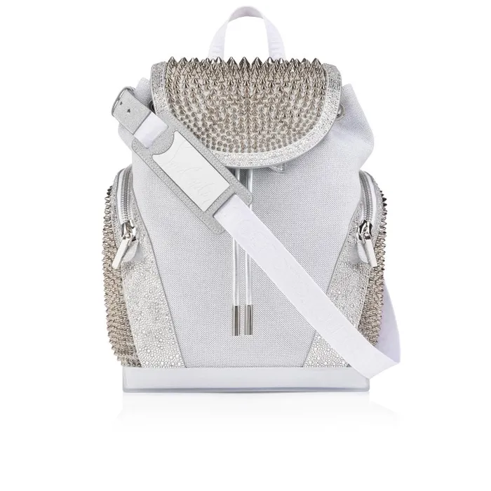 Men Explorafunk Backpack 8211 Calf Leather Glitter And Suede 8211 White Christian Louboutin Crossbody Bags