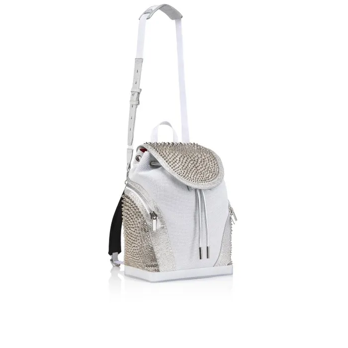 Men Explorafunk Backpack 8211 Calf Leather Glitter And Suede 8211 White Christian Louboutin Crossbody Bags