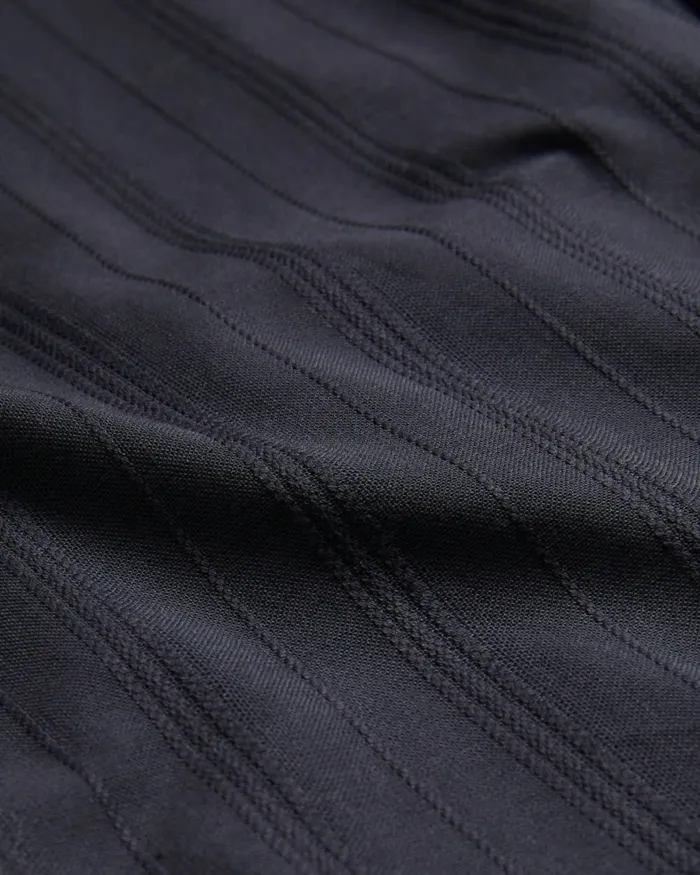 Men FIER 8211 Textured Stripe Grandad Collar Shirt Black Ted Baker Shirts