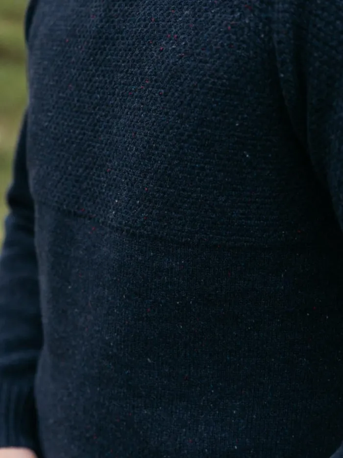 Men Fishermans Roll Neck Knit Jumper Navy Finisterre Knitwear