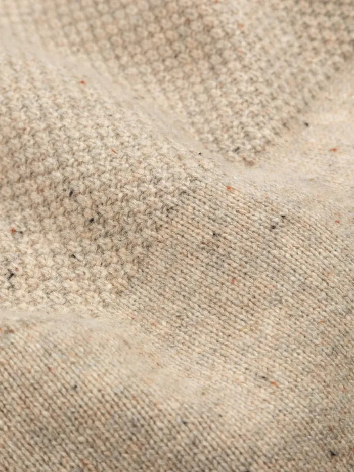Men Fishermans Roll Neck Knit Jumper Oatmeal Finisterre Knitwear