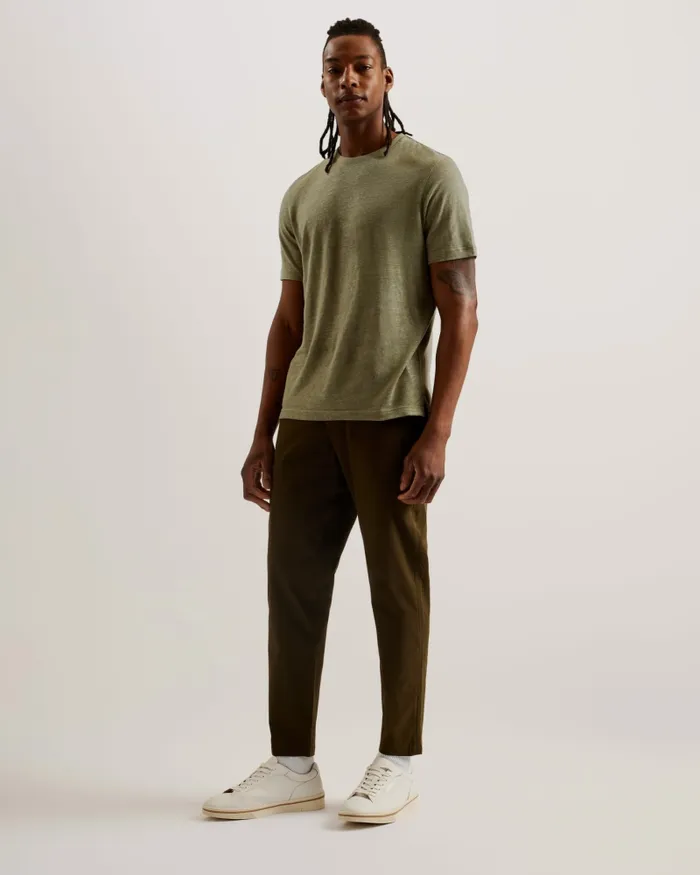 Men FLINLO 8211 Regular Fit Short Sleeve Linen TShirt Olive Ted Baker Tops Men FLINLO 8211 Regular Fit Short Sleeve Linen TShirt Olive Ted Baker Tops