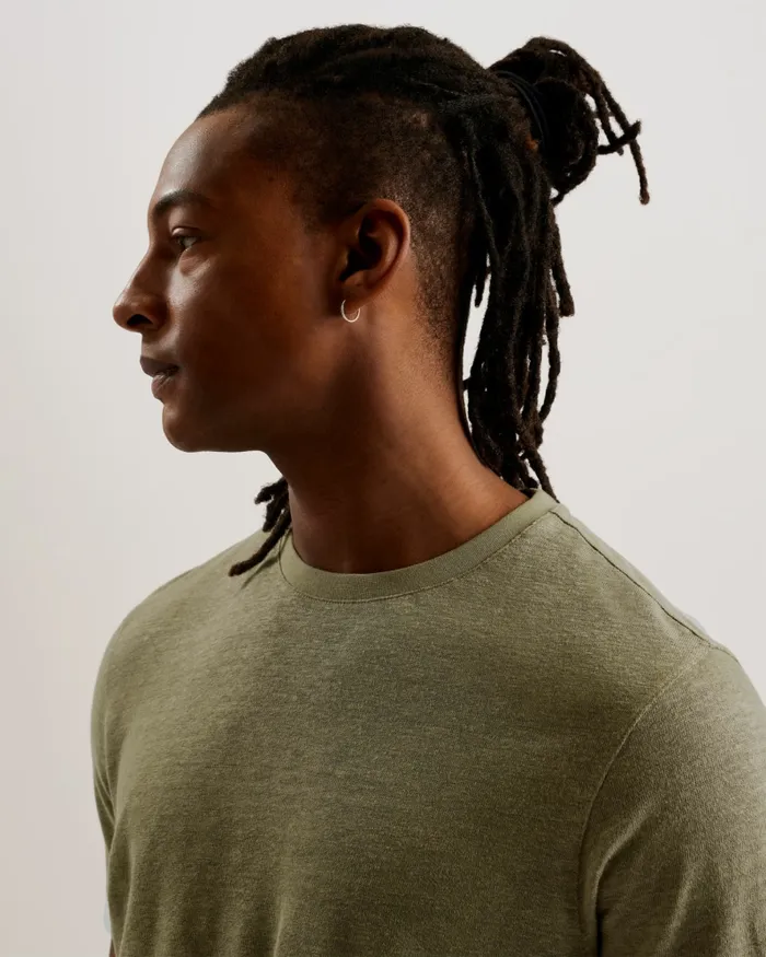 Men FLINLO 8211 Regular Fit Short Sleeve Linen TShirt Olive Ted Baker Tops Men FLINLO 8211 Regular Fit Short Sleeve Linen TShirt Olive Ted Baker Tops