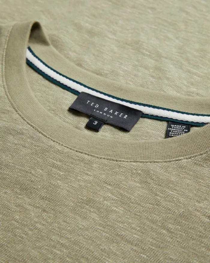 Men FLINLO 8211 Regular Fit Short Sleeve Linen TShirt Olive Ted Baker Tops Men FLINLO 8211 Regular Fit Short Sleeve Linen TShirt Olive Ted Baker Tops