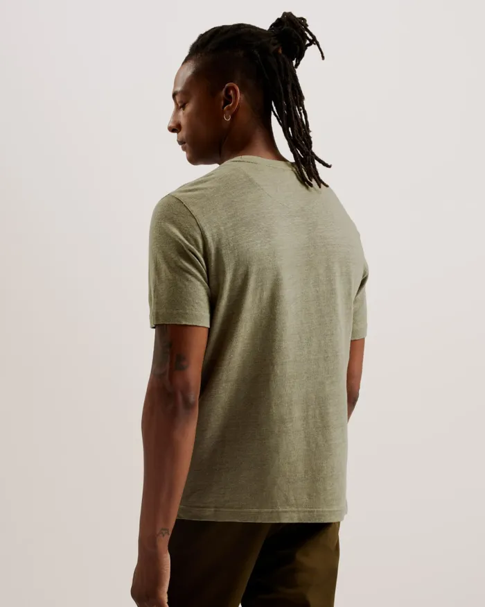 Men FLINLO 8211 Regular Fit Short Sleeve Linen TShirt Olive Ted Baker Tops Men FLINLO 8211 Regular Fit Short Sleeve Linen TShirt Olive Ted Baker Tops