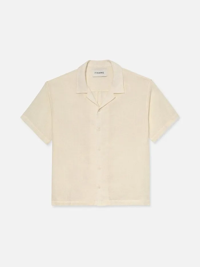 Men FRAME Shirts Short Sleeve Camp Collar Shirt