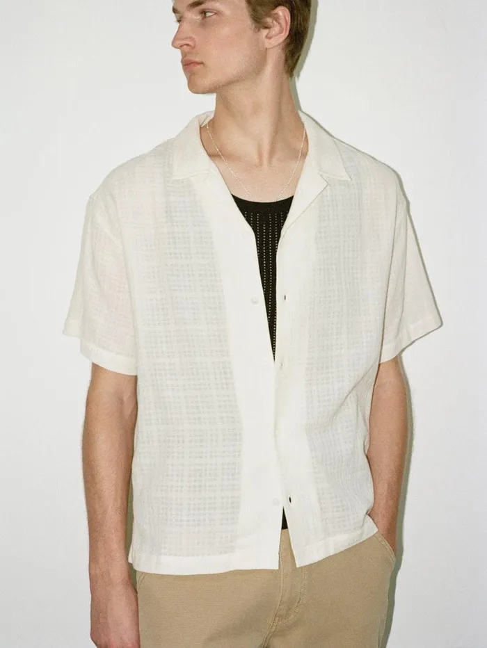 Men FRAME Shirts Short Sleeve Camp Collar Shirt Men FRAME Shirts Short Sleeve Camp Collar Shirt
