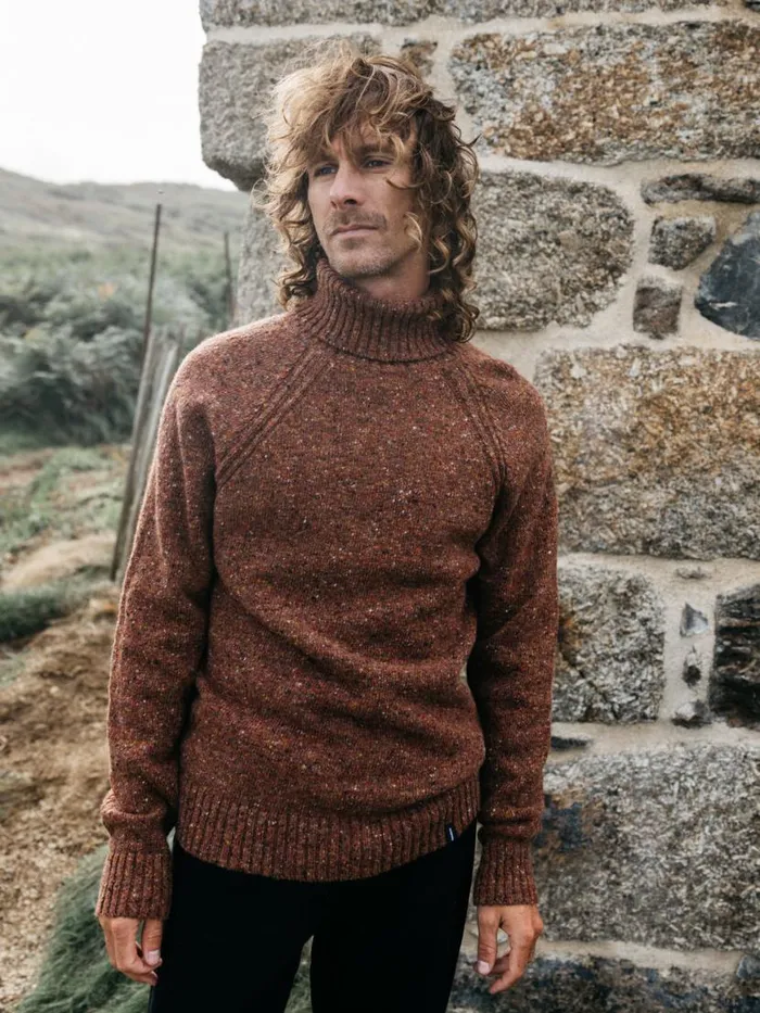 Men Furlong Roll Neck Jumper Spice Finisterre Knitwear