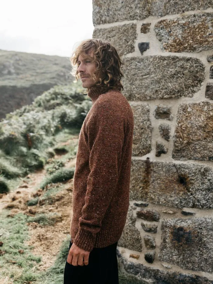 Men Furlong Roll Neck Jumper Spice Finisterre Knitwear