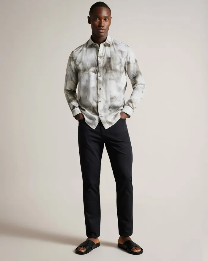 Men GALMOY 8211 Long Sleeve Glitched Floral Shirt Multicoloured Ted Baker Shirts