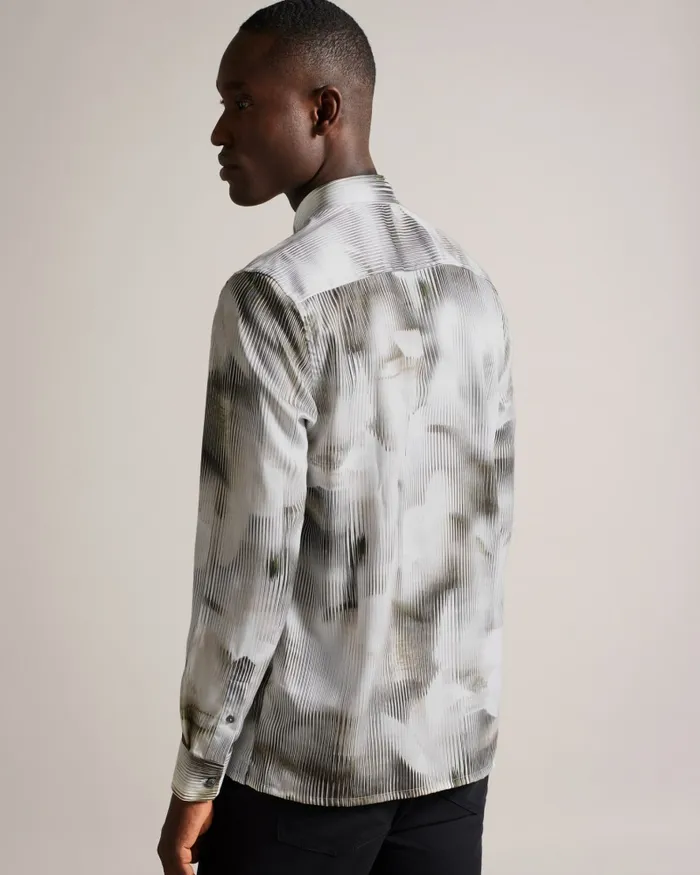 Men GALMOY 8211 Long Sleeve Glitched Floral Shirt Multicoloured Ted Baker Shirts