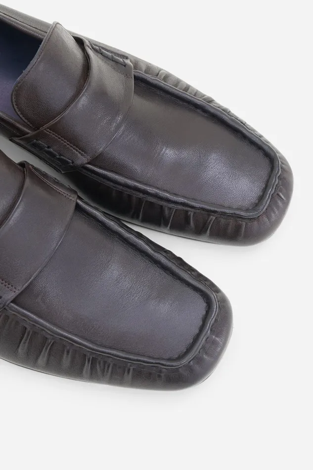 Men Gathered Detail Loafers Coffee Filippa K Shoes