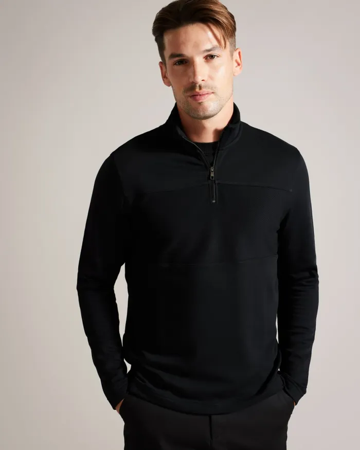 Men GAZINE 8211 Long Sleeve Half Zip Pullover Black Ted Baker Tops Men GAZINE 8211 Long Sleeve Half Zip Pullover Black Ted Baker Tops