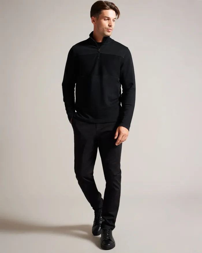 Men GAZINE 8211 Long Sleeve Half Zip Pullover Black Ted Baker Tops Men GAZINE 8211 Long Sleeve Half Zip Pullover Black Ted Baker Tops