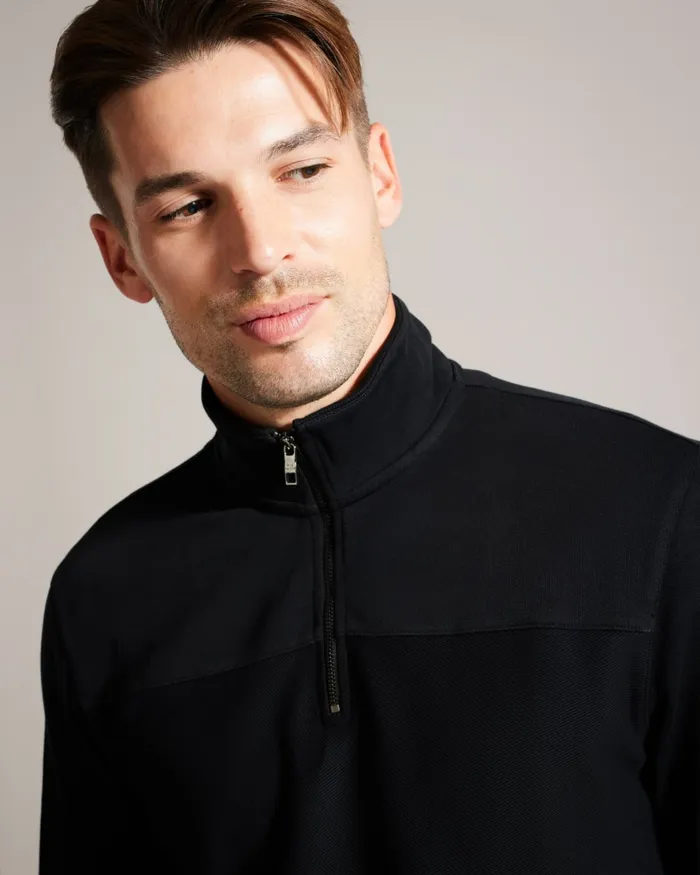 Men GAZINE 8211 Long Sleeve Half Zip Pullover Black Ted Baker Tops Men GAZINE 8211 Long Sleeve Half Zip Pullover Black Ted Baker Tops