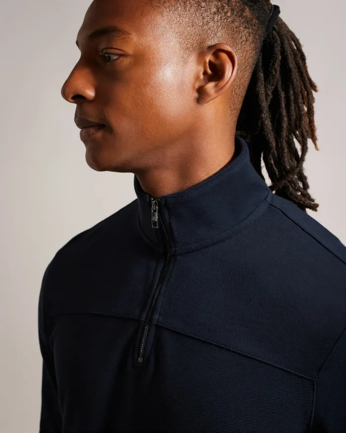 Men GAZINE 8211 Long Sleeve Half Zip Pullover Navy Ted Baker Tops