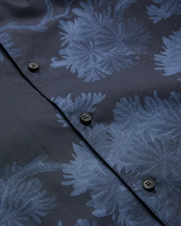 Men GOXHILL 8211 Long Sleeve Leaf Print Shirt Dark Blue Ted Baker Shirts Men GOXHILL 8211 Long Sleeve Leaf Print Shirt Dark Blue Ted Baker Shirts