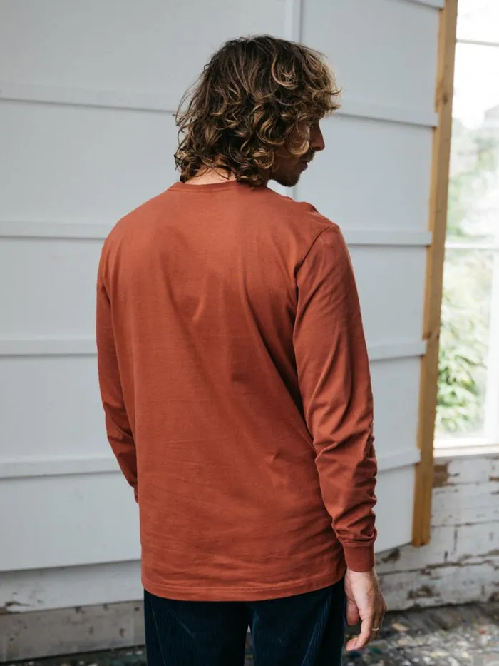 Men Harlyn Logo Long Sleeve TShirt Dark Rosewood Finisterre TShirts