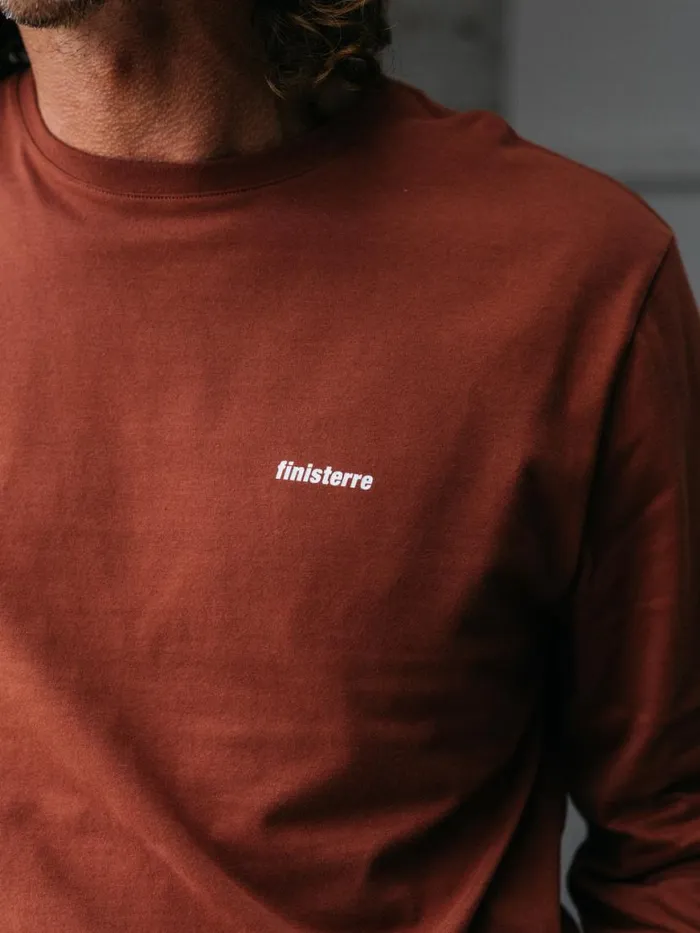 Men Harlyn Logo Long Sleeve TShirt Dark Rosewood Finisterre TShirts