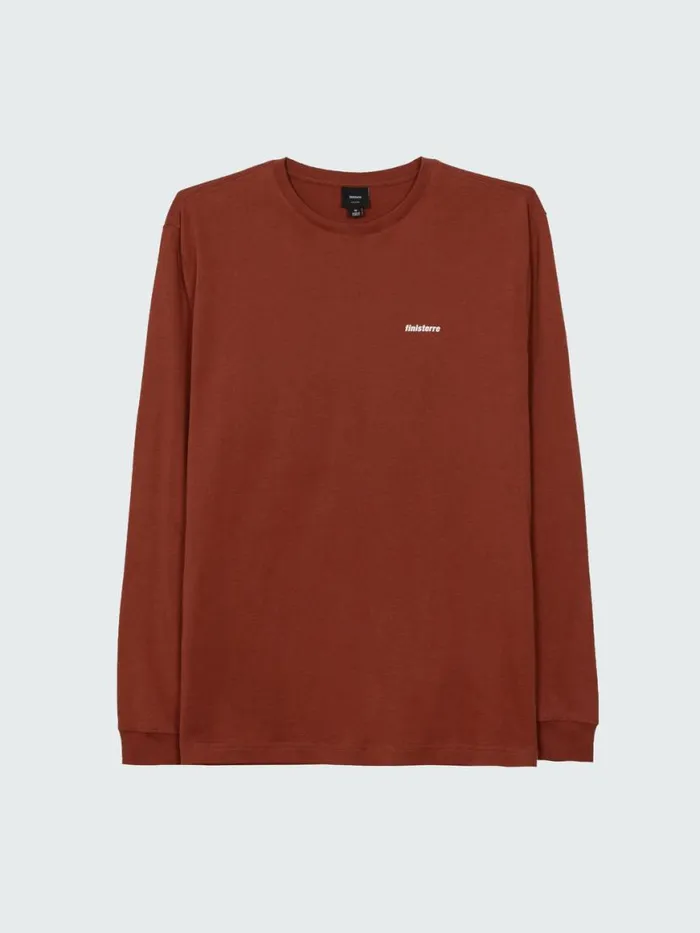 Men Harlyn Logo Long Sleeve TShirt Dark Rosewood Finisterre TShirts