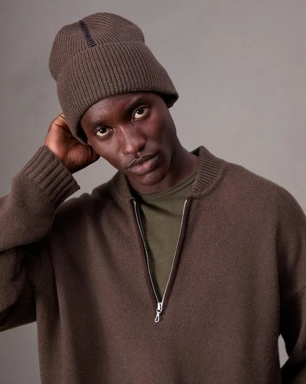 Men Hats and Gloves Rag and Bone Clarkson Beanie Slate Brown