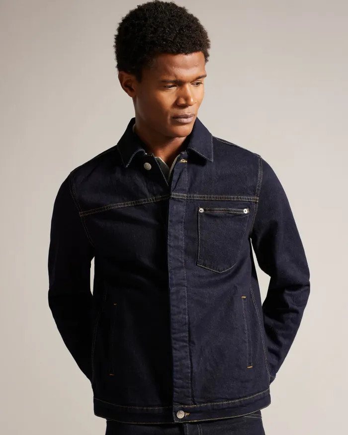 Men HELMMUT 8211 Denim Trucker Jacket Dark Blue Ted Baker Coats and Jackets