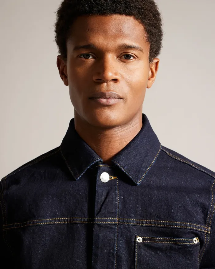Men HELMMUT 8211 Denim Trucker Jacket Dark Blue Ted Baker Coats and Jackets