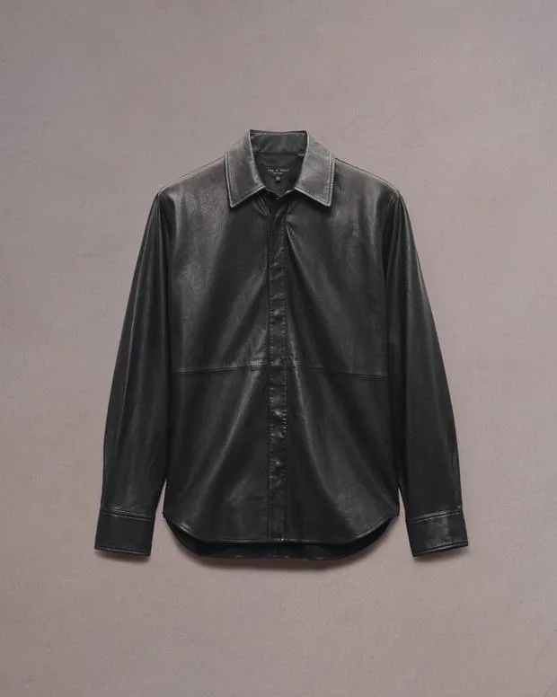 Men Jackets and Coats Rag and Bone Jonas Leather Shirt Black