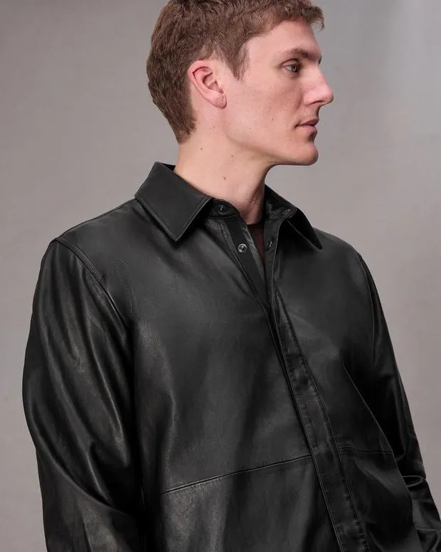 Men Jackets and Coats Rag and Bone Jonas Leather Shirt Black