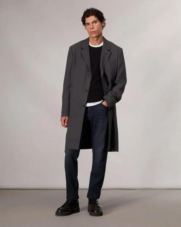Men Jackets and Coats Rag and Bone Lance WoolLinen Topcoat Heather Grey