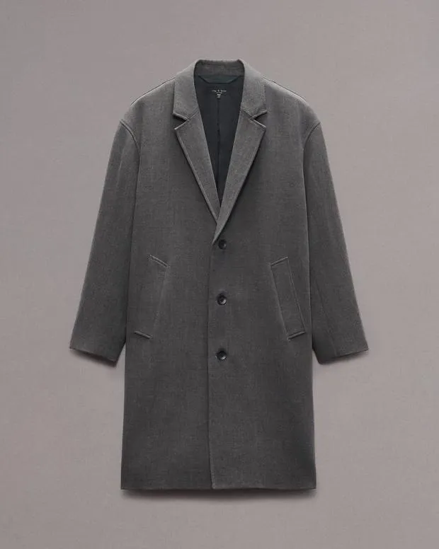 Men Jackets and Coats Rag and Bone Lance WoolLinen Topcoat Heather Grey