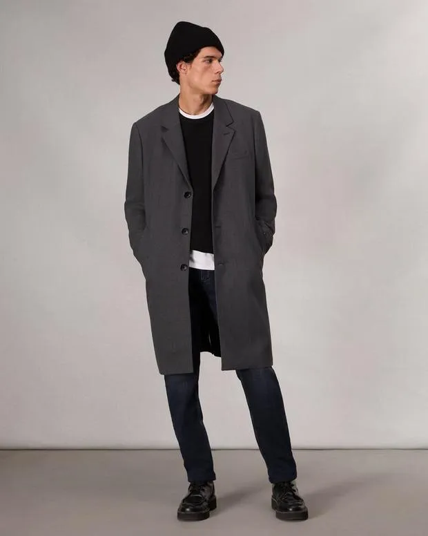 Men Jackets and Coats Rag and Bone Lance WoolLinen Topcoat Heather Grey
