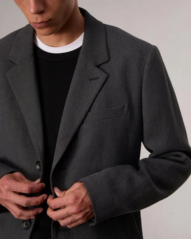 Men Jackets and Coats Rag and Bone Lance WoolLinen Topcoat Heather Grey