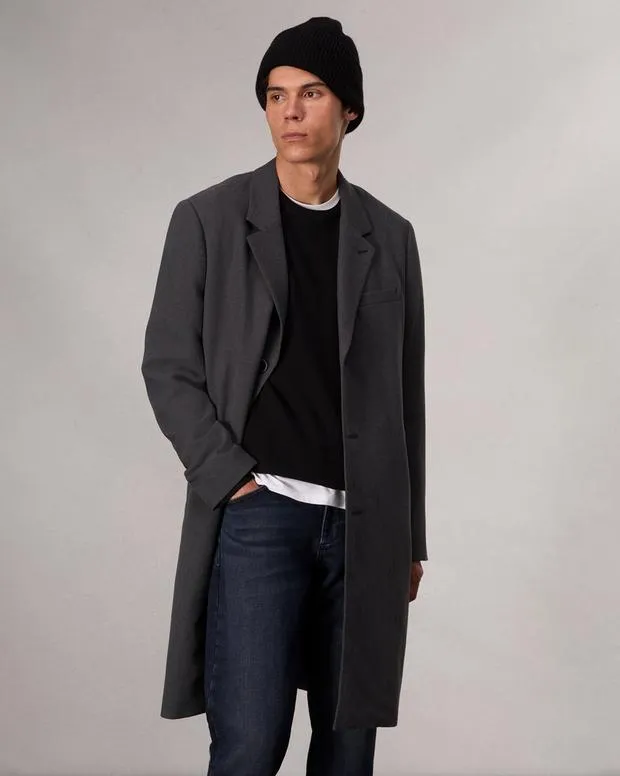 Men Jackets and Coats Rag and Bone Lance WoolLinen Topcoat Heather Grey